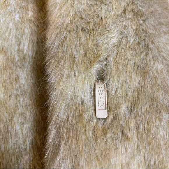 Vintage HELENA VERA Coat Faux Fur V-Neck Pockets European Women M 38 Brown Beige - Picture 13 of 15